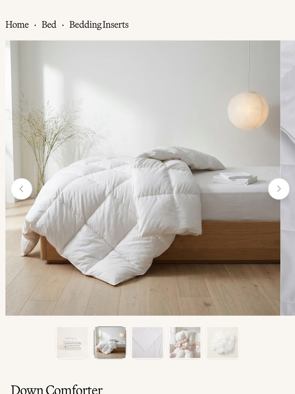 Classic White Down Comforter - All-Season Cozy Bedding